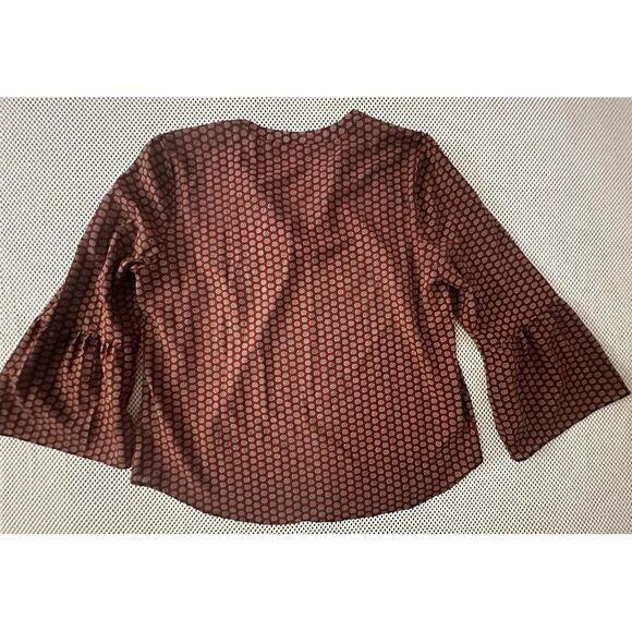 J Crew Blouse‎ Shirt Sz M Pullover Bell Flare Sleeve Burgundy Career Office Top - Picture 9 of 15